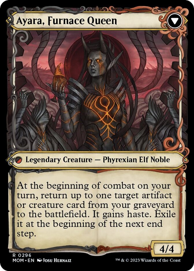 Ayara, Widow of the Realm // Ayara, Furnace Queen (MOM-296) - March of the Machine: (Showcase) Foil