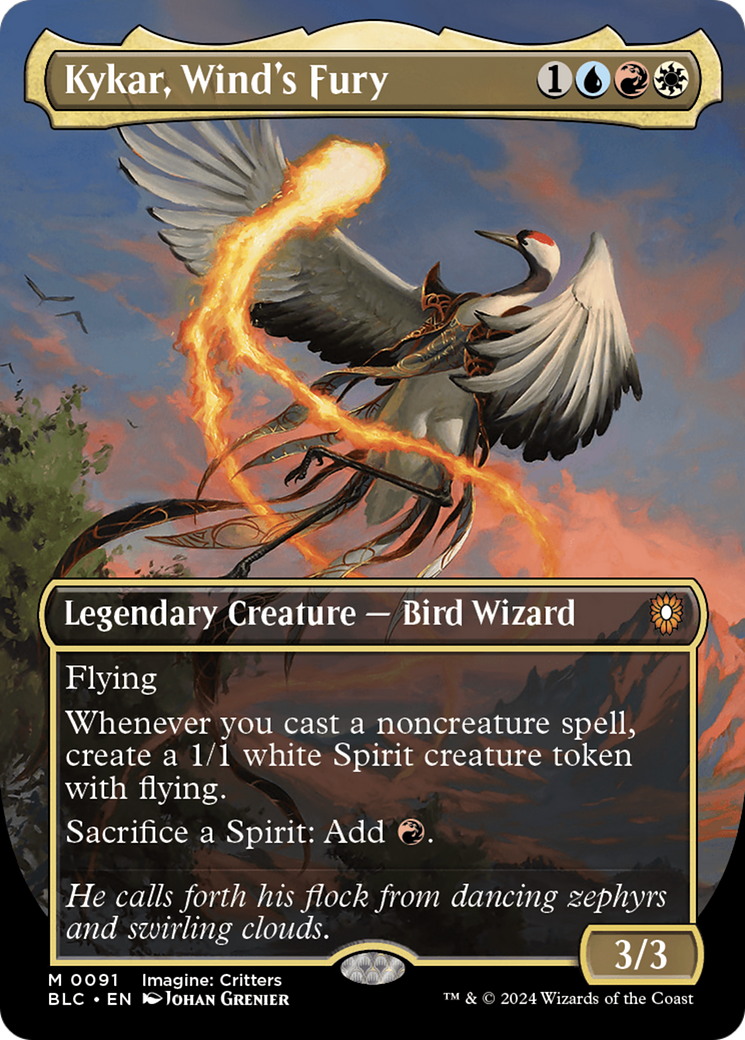 Kykar, Wind's Fury (BLC-091) - Bloomburrow Commander (Borderless)