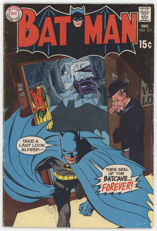 Batman 217 DC 1969 FN Neal Adams Robin Batcave Alfred