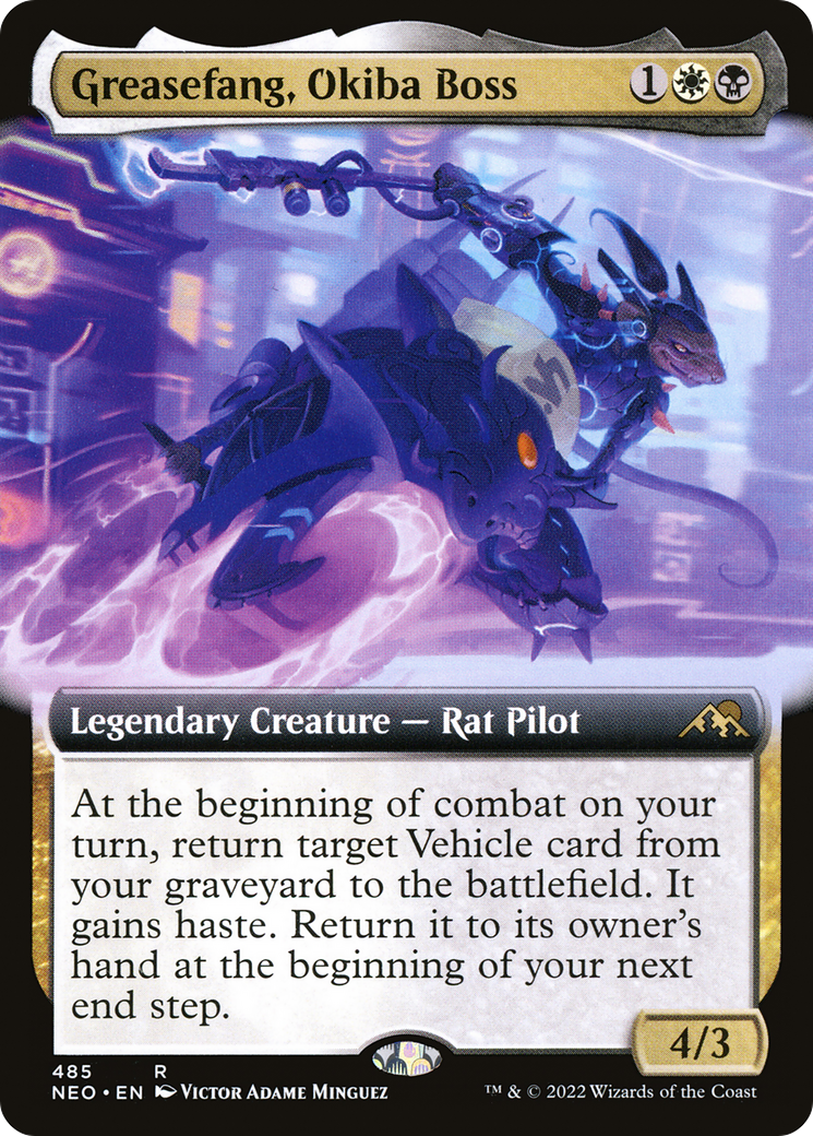 Greasefang, Okiba Boss (NEO-485) - Kamigawa: Neon Dynasty: (Extended Art)