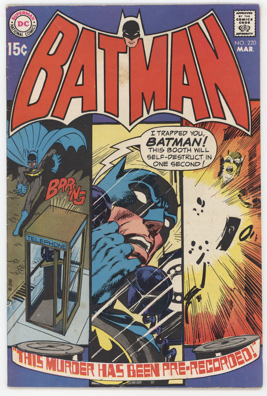 Batman 220 DC 1970 FN Neal Adams Phone Booth Bomb
