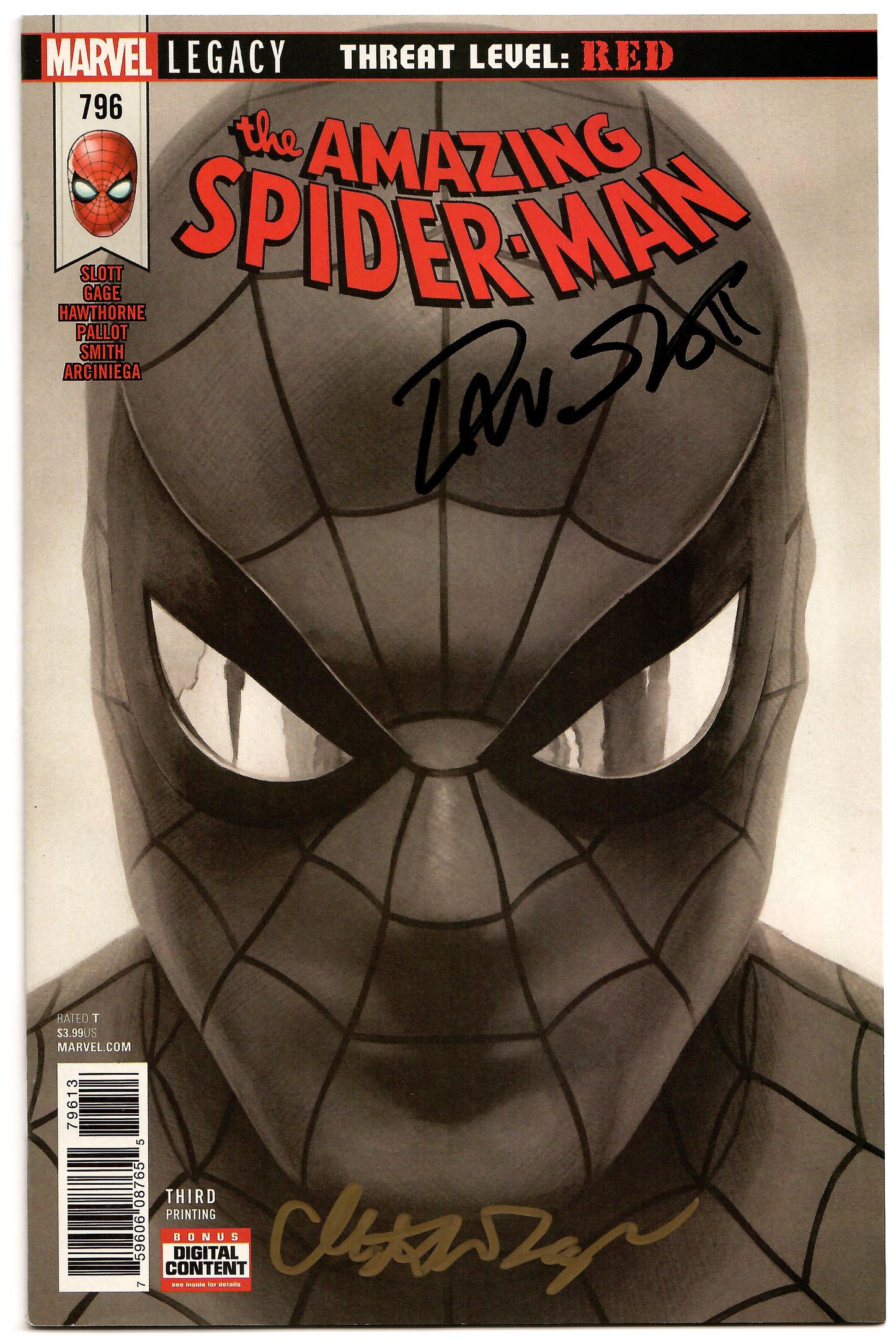 AMAZING SPIDER-MAN #796 Marvel Legacy Alex Ross 3rd Print Signed Christos Gage Dan Slott