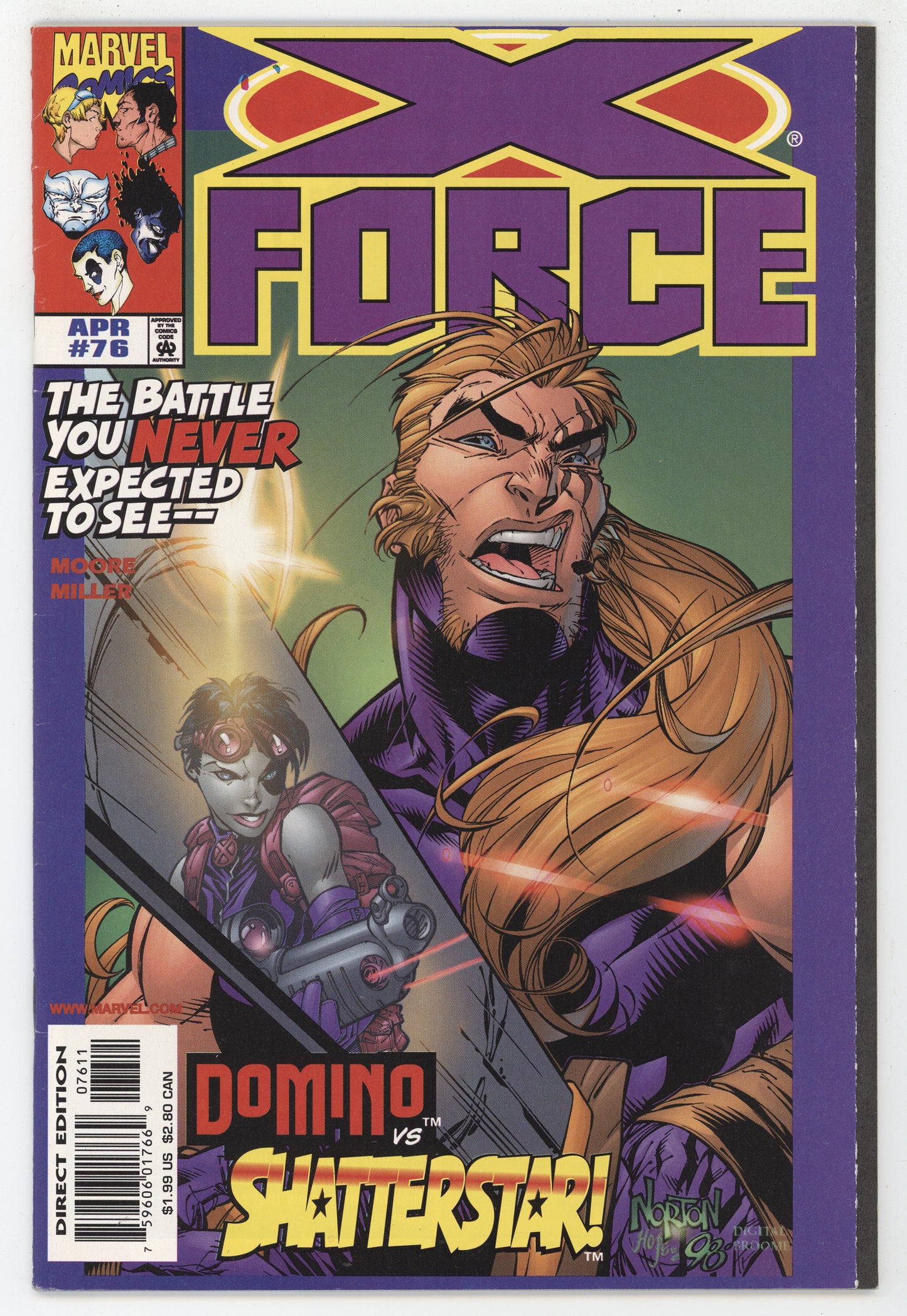 X-Force 76 Marvel 1998 VF Domino Shatterstar Cannonball Sunspot