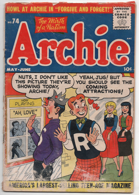 Archie Comics 74 1955 GD Betty Veronica Jughead Movies Riverdale