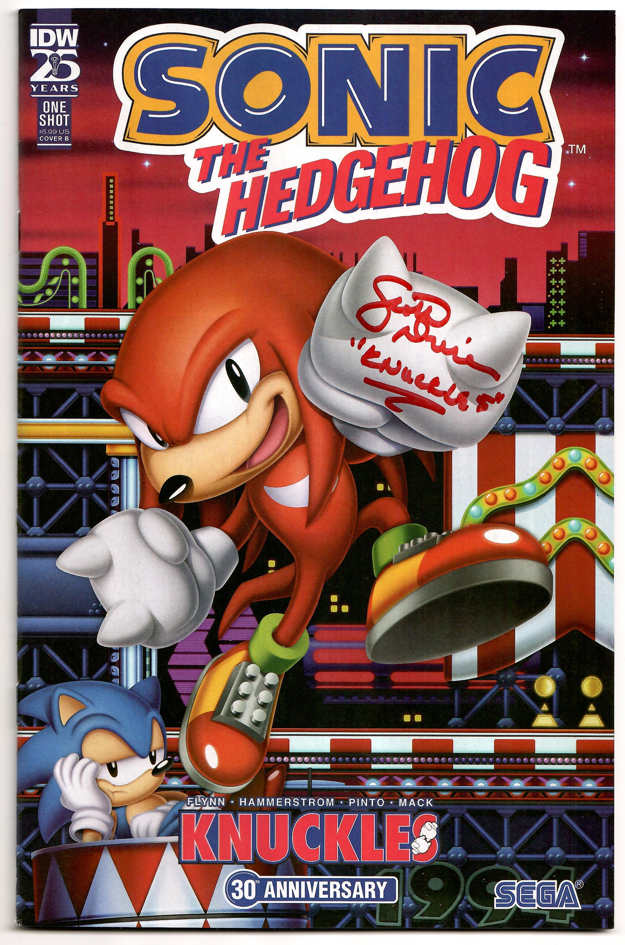 Sonic The Hedgehog Knuckles 30Th Ann Special #1 B Hughes Variant SIGNE