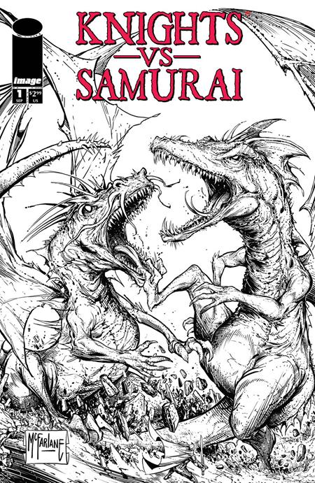 Knights Vs Samurai #1 C Todd McFarlane BW Variant SIGNED David Dastmalchian (09/25/2024) Image