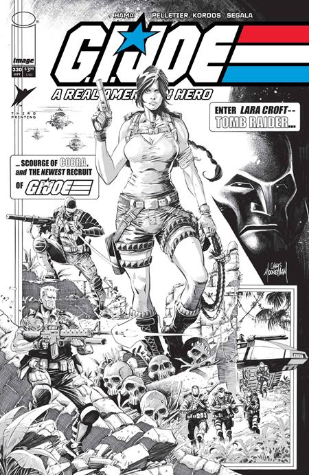 Gi Joe A Real American Hero #330 3rd Print B Chris Mooneyham B&W Lara Croft Tomb Raider (09/09/2026) Image