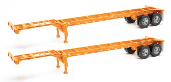 Walthers SceneMaster 949-4552 HO Scale 40' Container Chassis (2-Pack) -- Orange