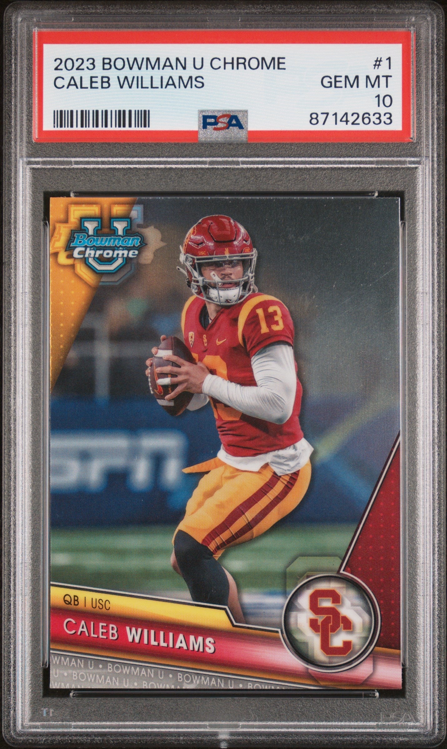 Graded 2023 Topps Bowman U Chrome Caleb Williams #1 Rookie RC Football Card PSA 10 Gem Mint