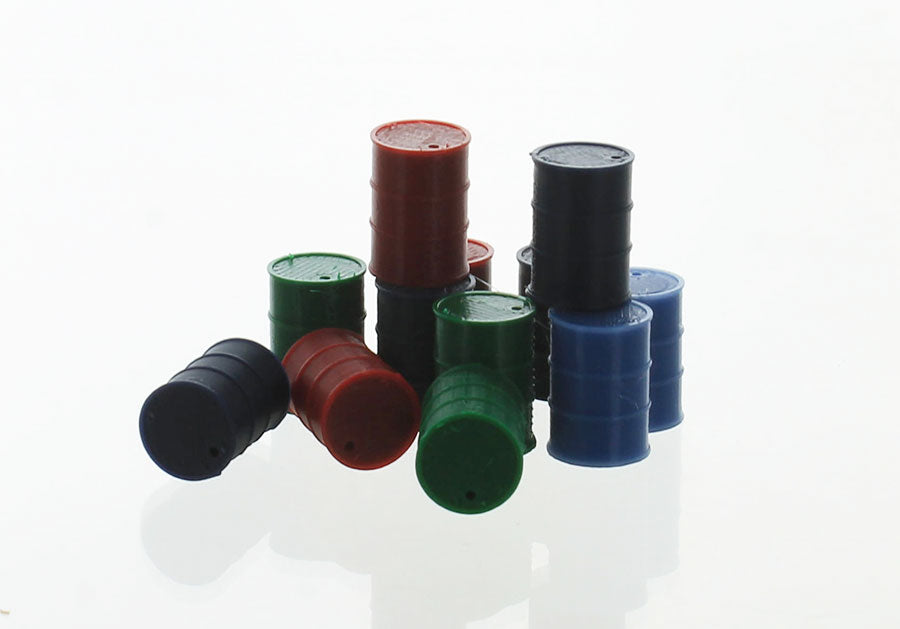 3D To Scale 64-240-AS 1/64 – Barrels 55gal 12pk Assorted Colors Props