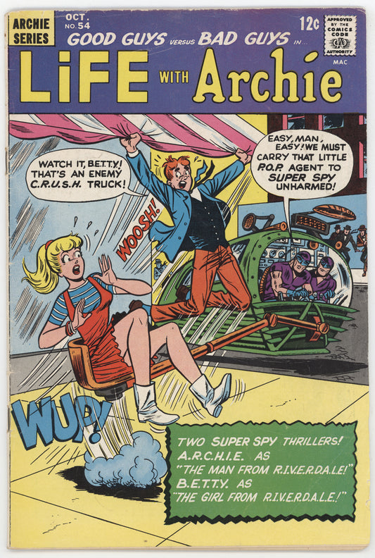 Life With Archie 54 Archie 1966 VG FN Betty Veronica Jughead Secret Agents Man From Uncle