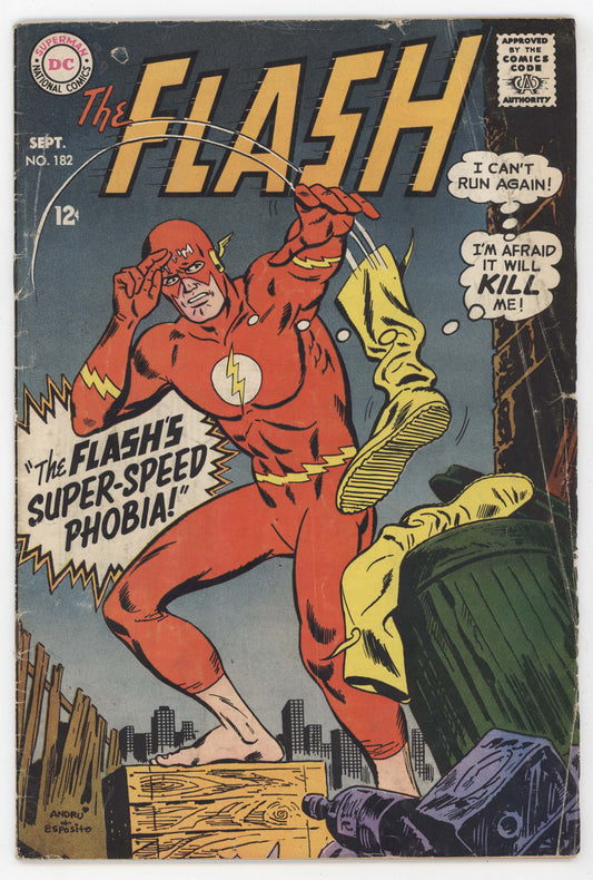 Flash 182 DC 1968 VG Ross Andru Super Speed Phobia Feet Abra Kadabra