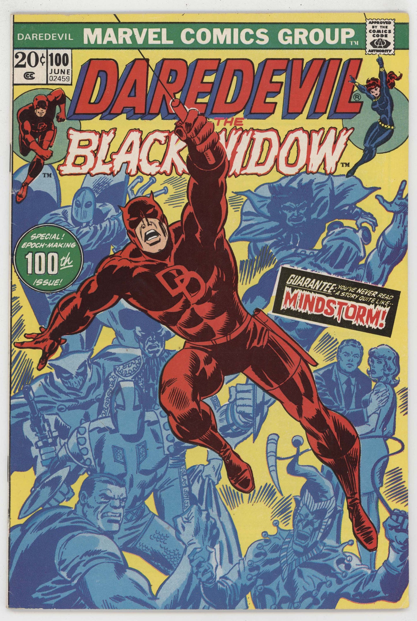 Daredevil 100 Marvel 1973 VF Rich Buckler Steve Gerber Black Widow Avengers