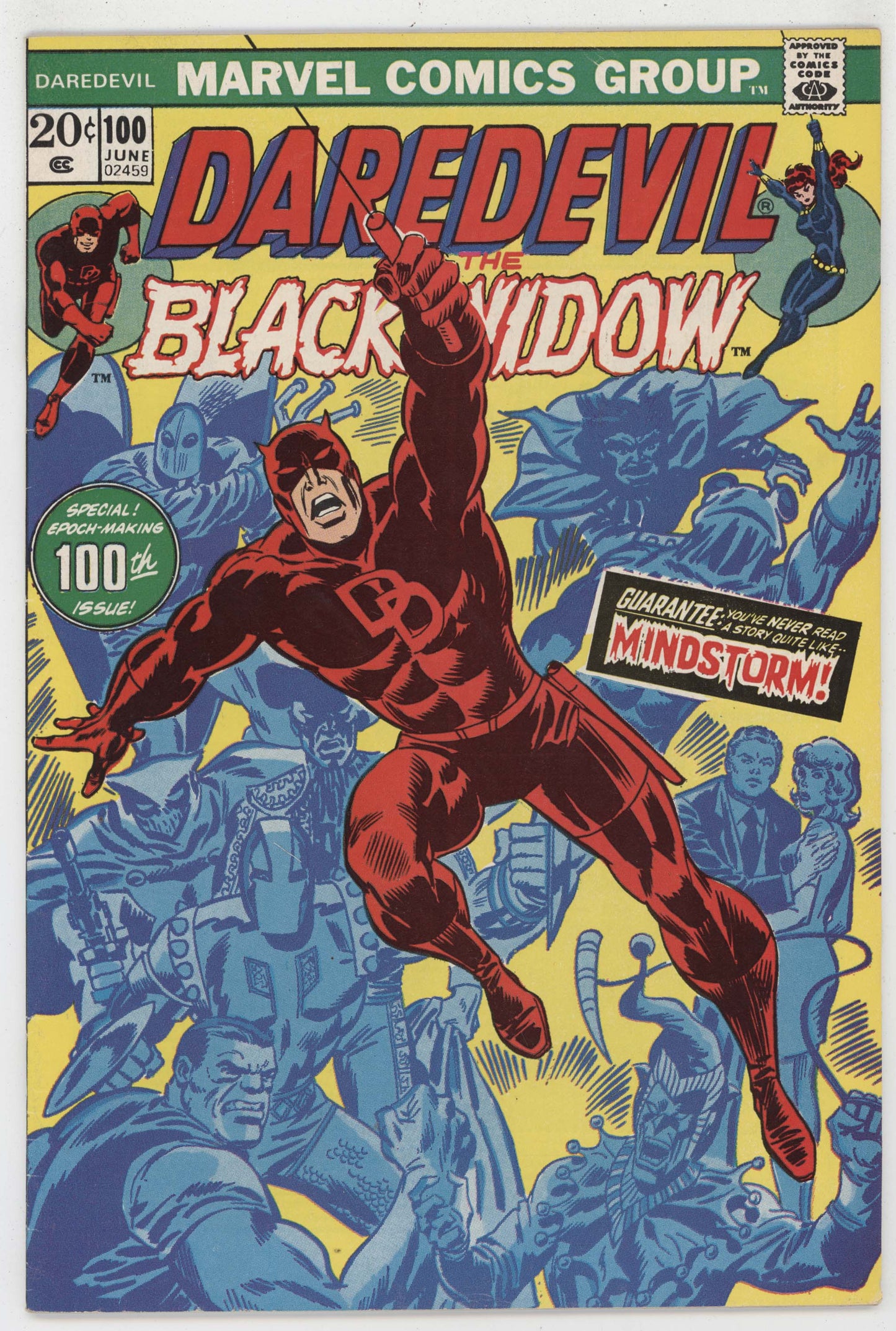 Daredevil 100 Marvel 1973 FN VF Rich Buckler Steve Gerber Black Widow Avengers