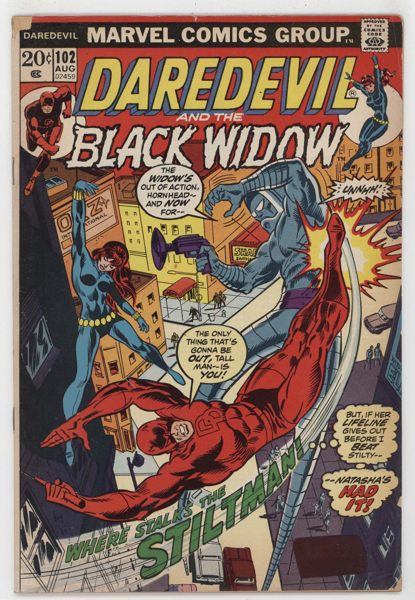 Daredevil 102 Marvel 1973 VG FN Rich Buckler Steve Gerber Black Widow Stilt-Man