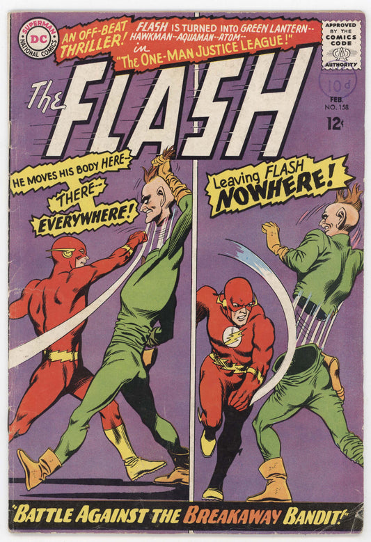 Flash 158 DC 1966 VG FN Carmine Infantino Atom Green Lantern Hawkman Aquaman