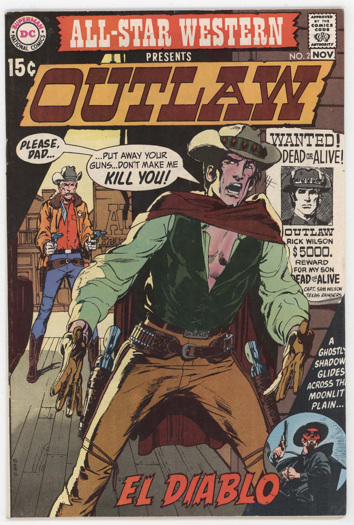 All Star Western 2 DC 1970 VG 1st El Diablo Neal Adams Cowboy