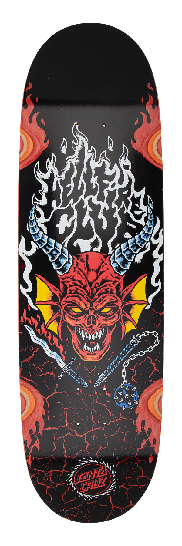 SANTA CRUZ x STRANGER THINGS HELLFIRE CLUB FLAMES 9" COMPLETE SKATEBOARD