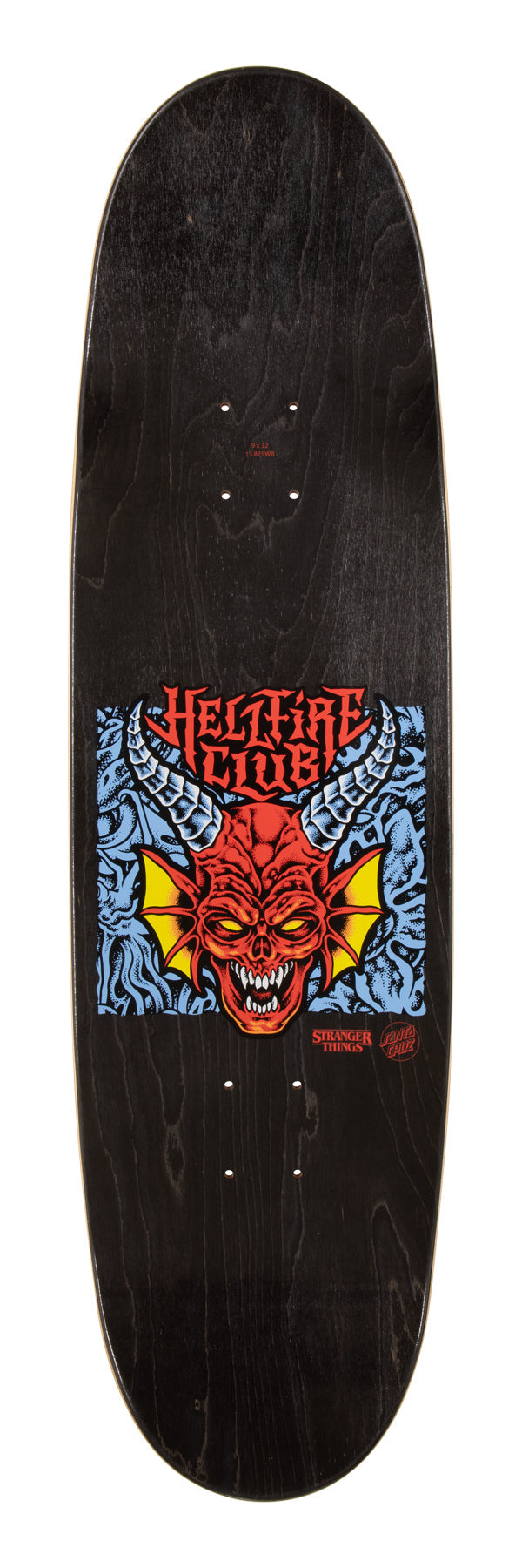 SANTA CRUZ x STRANGER THINGS HELLFIRE CLUB FLAMES 9" COMPLETE SKATEBOARD