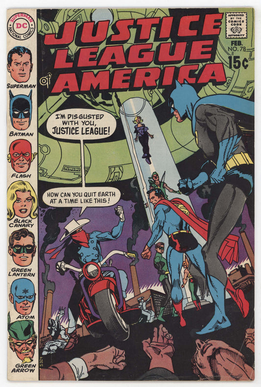 Justice League Of America 78 DC 1970 FN VF Superman Batman Flash Green Lantern Arrow