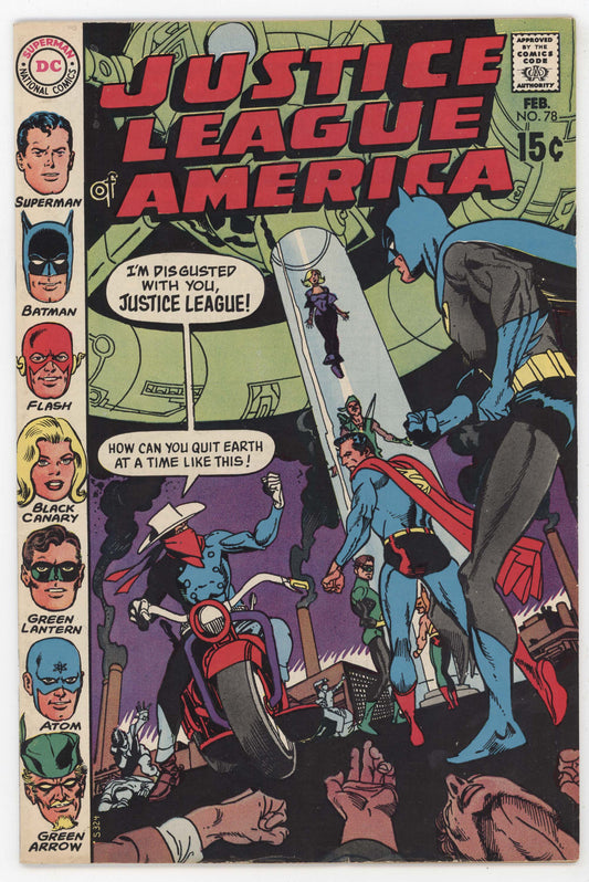 Justice League Of America 78 DC 1970 VF Superman Batman Flash Green Lantern Arrow