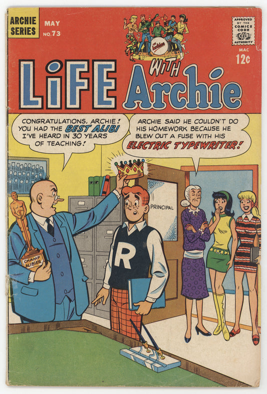 Life With Archie 73 Archie 1968 GD VG Betty Veronica Mod Mini Skirt GGA Pie Fight