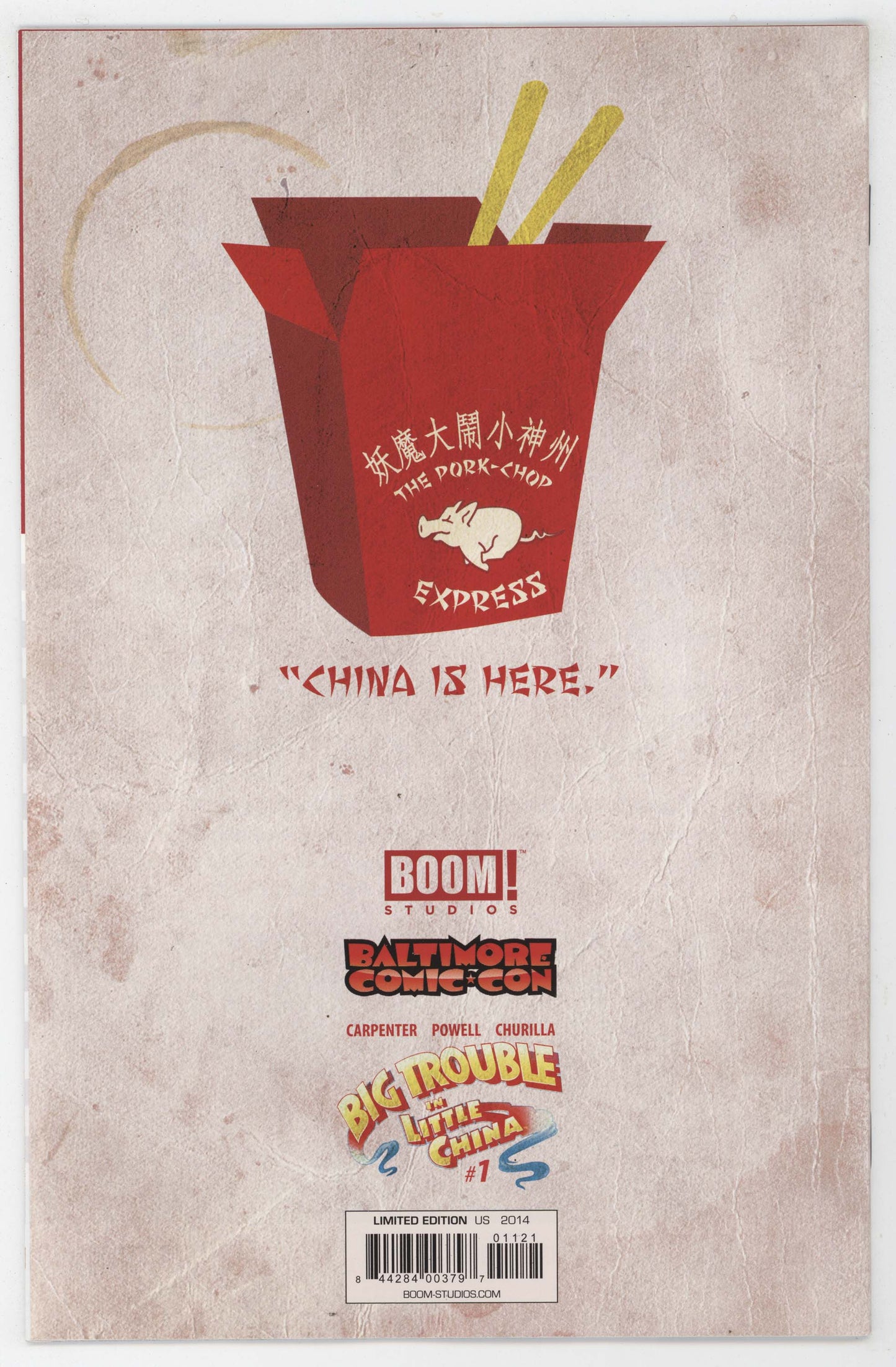 Big Trouble in Little China #1 Blatimore Con Exclusive Variant