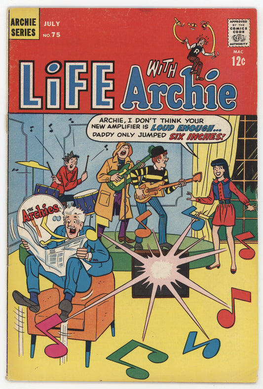 Life With Archie 75 Archie 1968 GD VG Betty Veronica Band Practice Music Notes