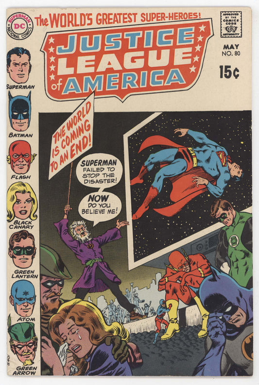 Justice League Of America 80 DC 1970 FN VF Superman Batman Flash Green Lantern Arrow