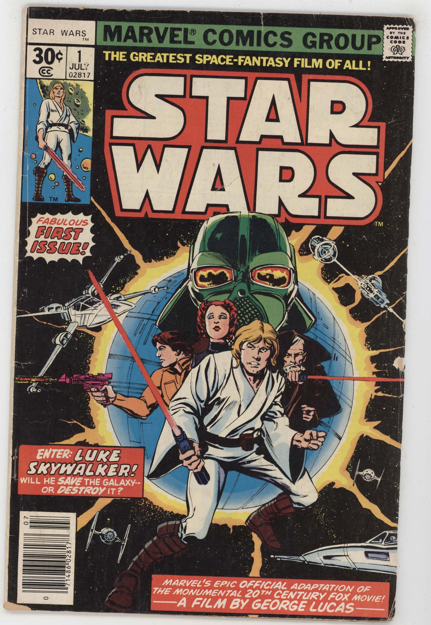 Star Wars 1 Marvel 1977 VG 1st Print Darth Vader Luke Skywalker Han Solo Obi-Wan