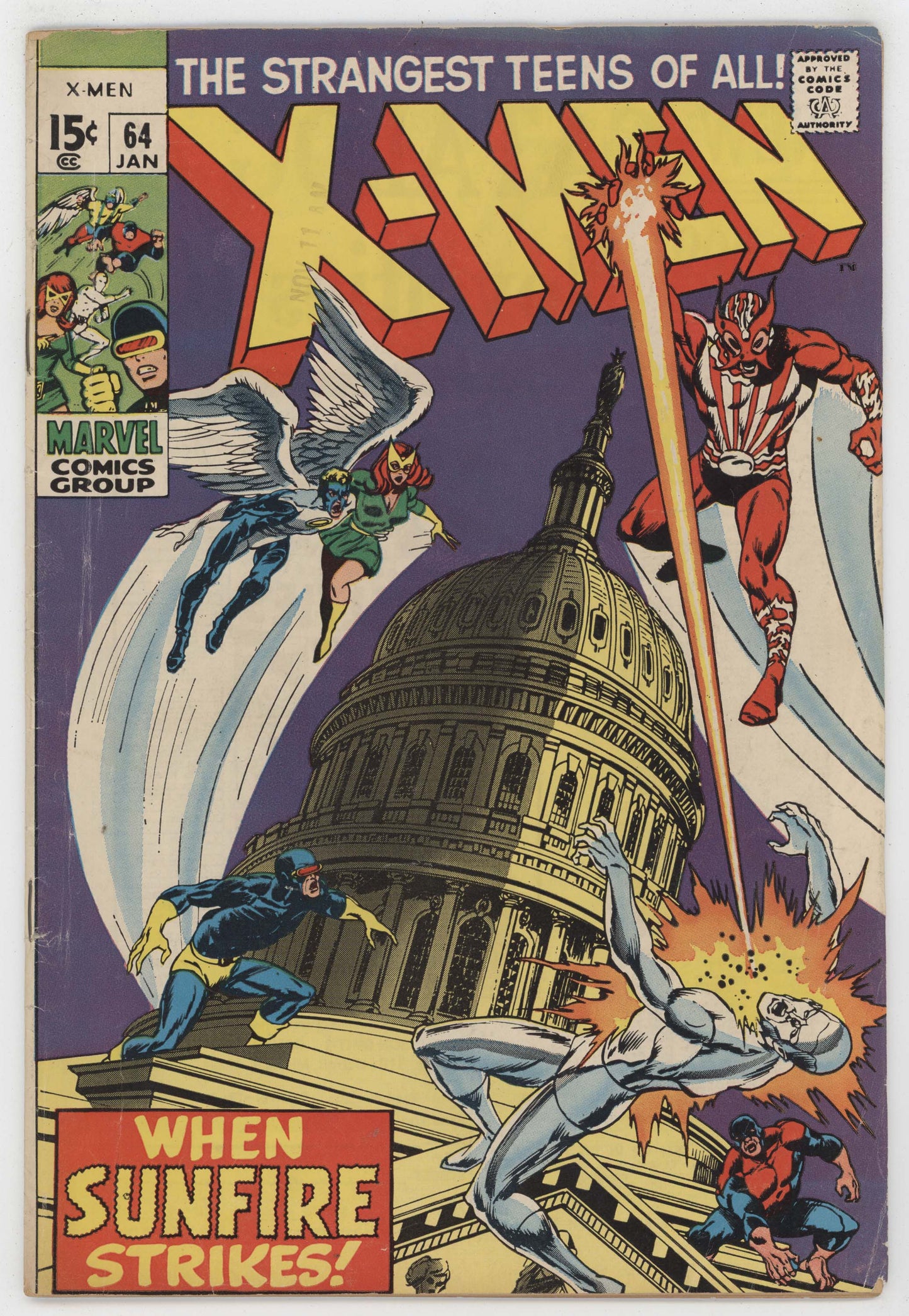 Uncanny X-Men 64 Marvel 1970 FN 1st Sunfire Capitol Building Sal Buscema