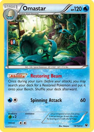 Omastar 018/124 - XY  Fates Collide Reverse Holofoil