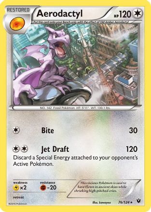 Aerodactyl 076/124 - XY  Fates Collide Reverse Holofoil