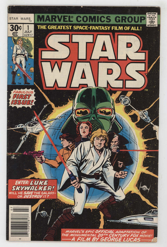 Star Wars 1 Marvel 1977 VG 1st Print Darth Vader Luke Skywalker Han Solo Obi-Wan