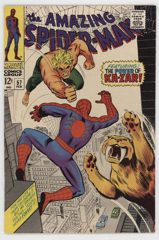 Amazing Spider-Man 57 Marvel 1968 FN Stan Lee John Romita Ka-Zar Mary Jane