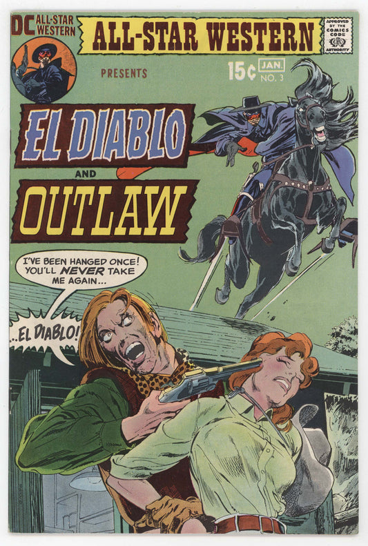 All Star Western 3 DC 1971 VF El Diablo Neal Adams Cowboy Outlaw