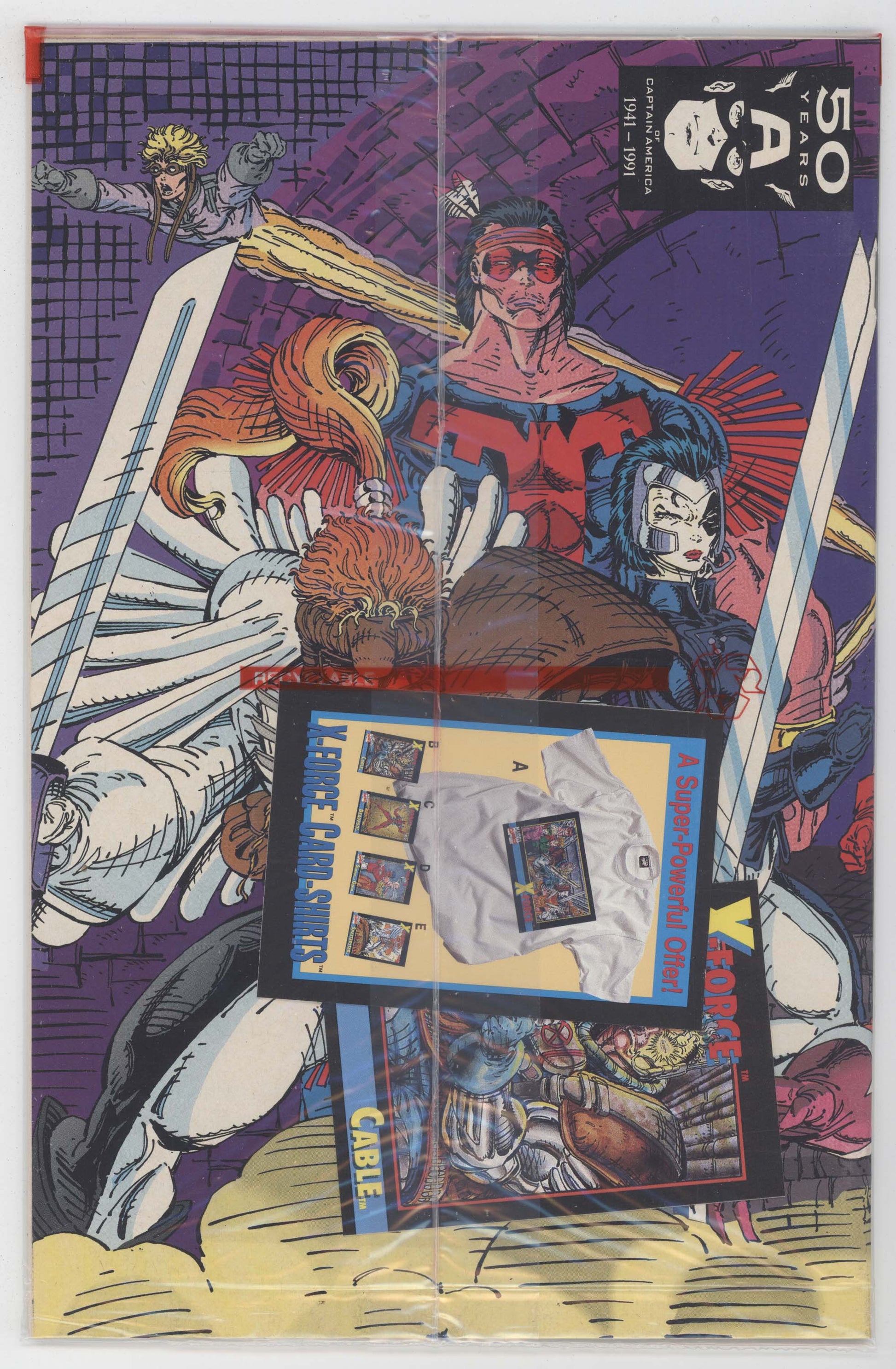 X-Force 1 Marvel 1991 NM Polybag Cable Card Rob Liefeld - Golden Apple Comics