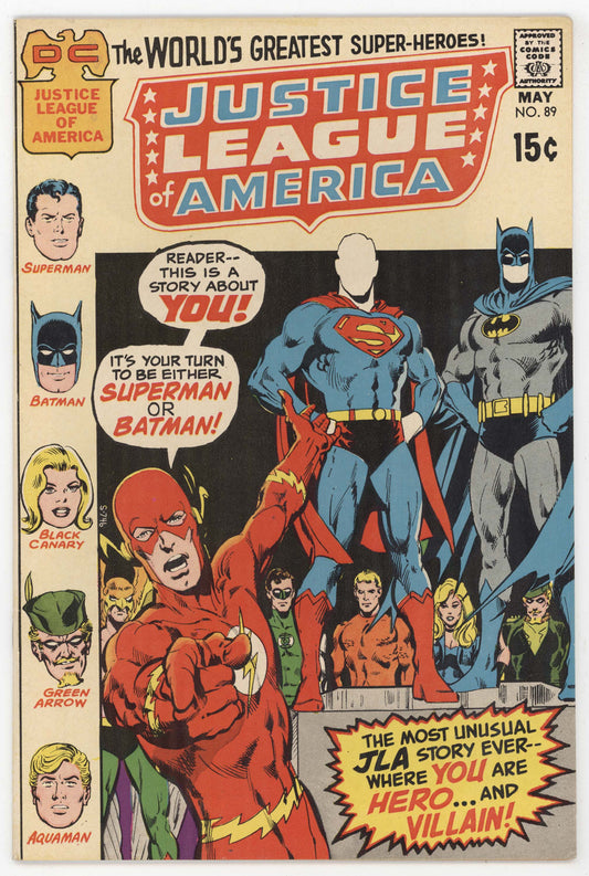 Justice League Of America 89 DC 1971 VF Superman Batman Flash Green Lantern Arrow Neal Adams