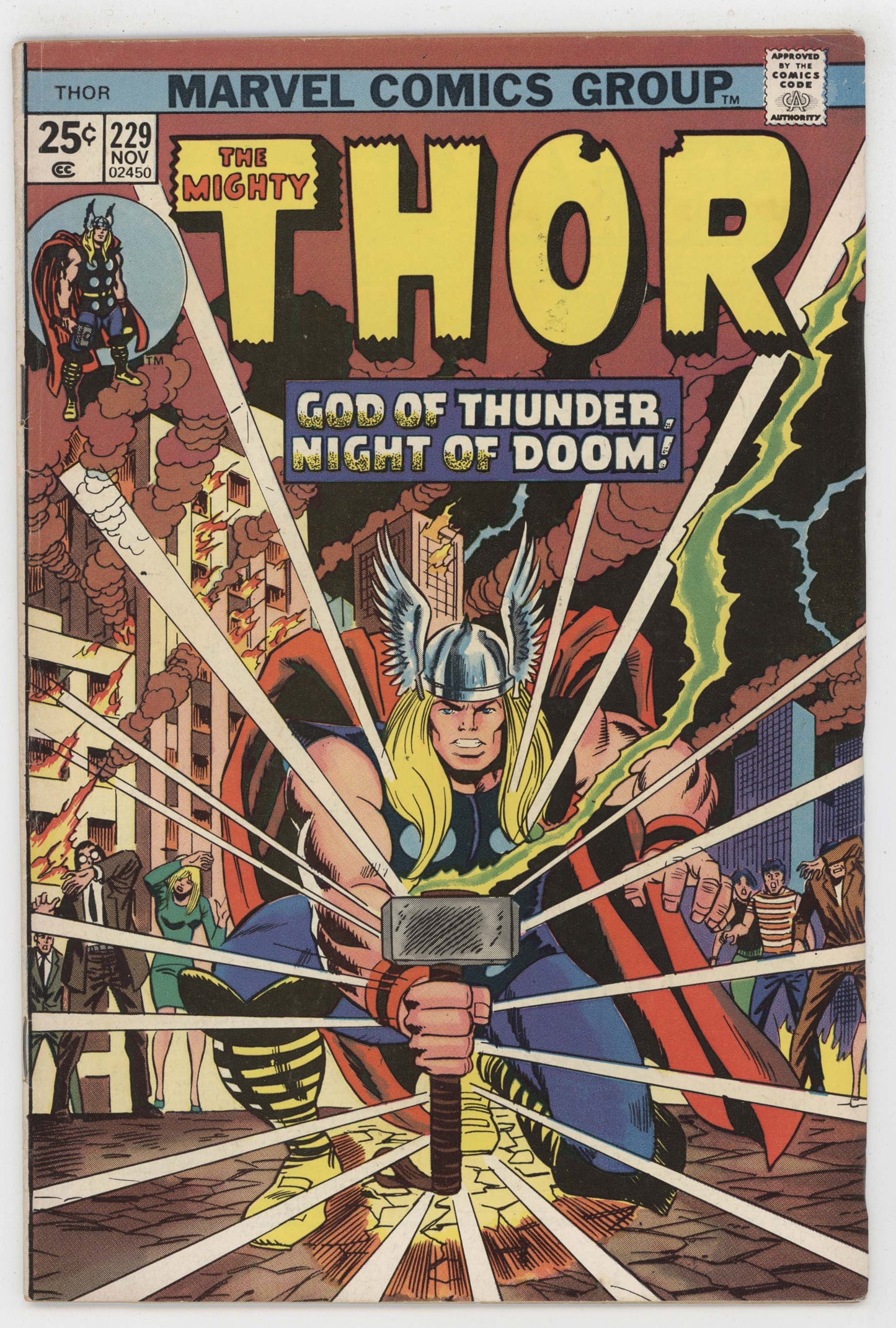 Mighty Thor 229 Marvel 1974 FN VF Hercules 1st Wolverine Incredible Hulk 181 Ad - Golden Apple Comics