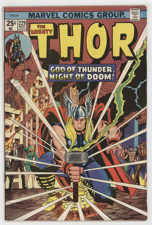 Mighty Thor 229 Marvel 1974 FN VF Hercules 1st Wolverine Incredible Hulk 181 Ad - Golden Apple Comics
