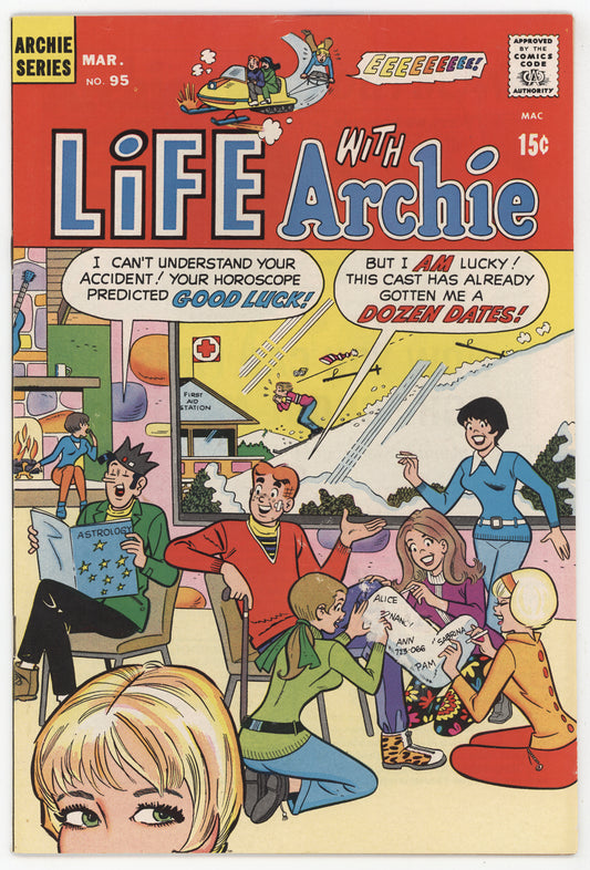 Life With Archie 95 Archie 1970 VG Betty Veronica Skiing GGA Broken Leg Horoscope