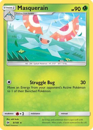 Masquerain 008/149 - SM Base Set Reverse Holofoil
