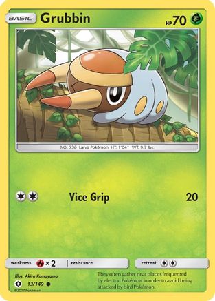 Grubbin 013/149 - SM Base Set Reverse Holofoil