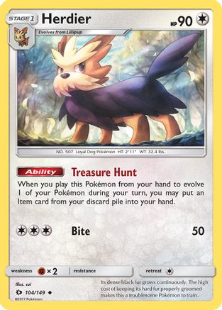 Herdier 104/149 - SM Base Set Reverse Holofoil