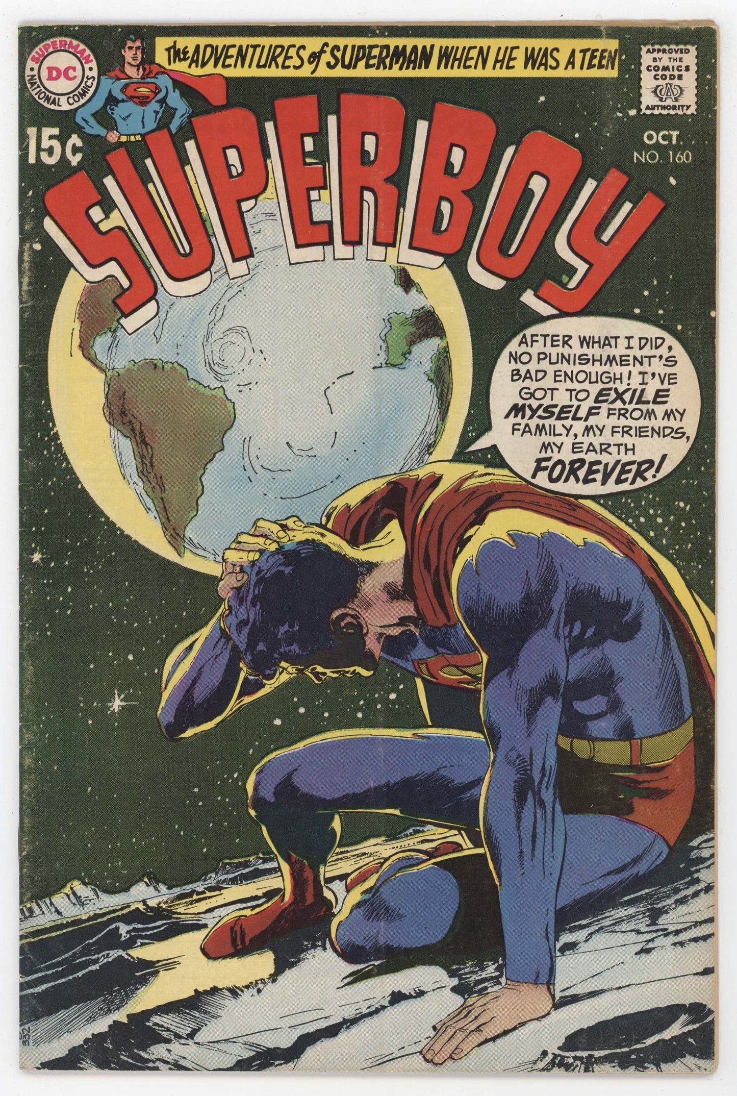 Superboy 160 DC 1969 FN Neal Adams Man On The Moon