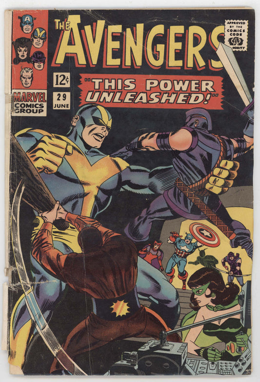 Avengers 29 Marvel 1966 FR GD Captain America Black Widow Hawkeye