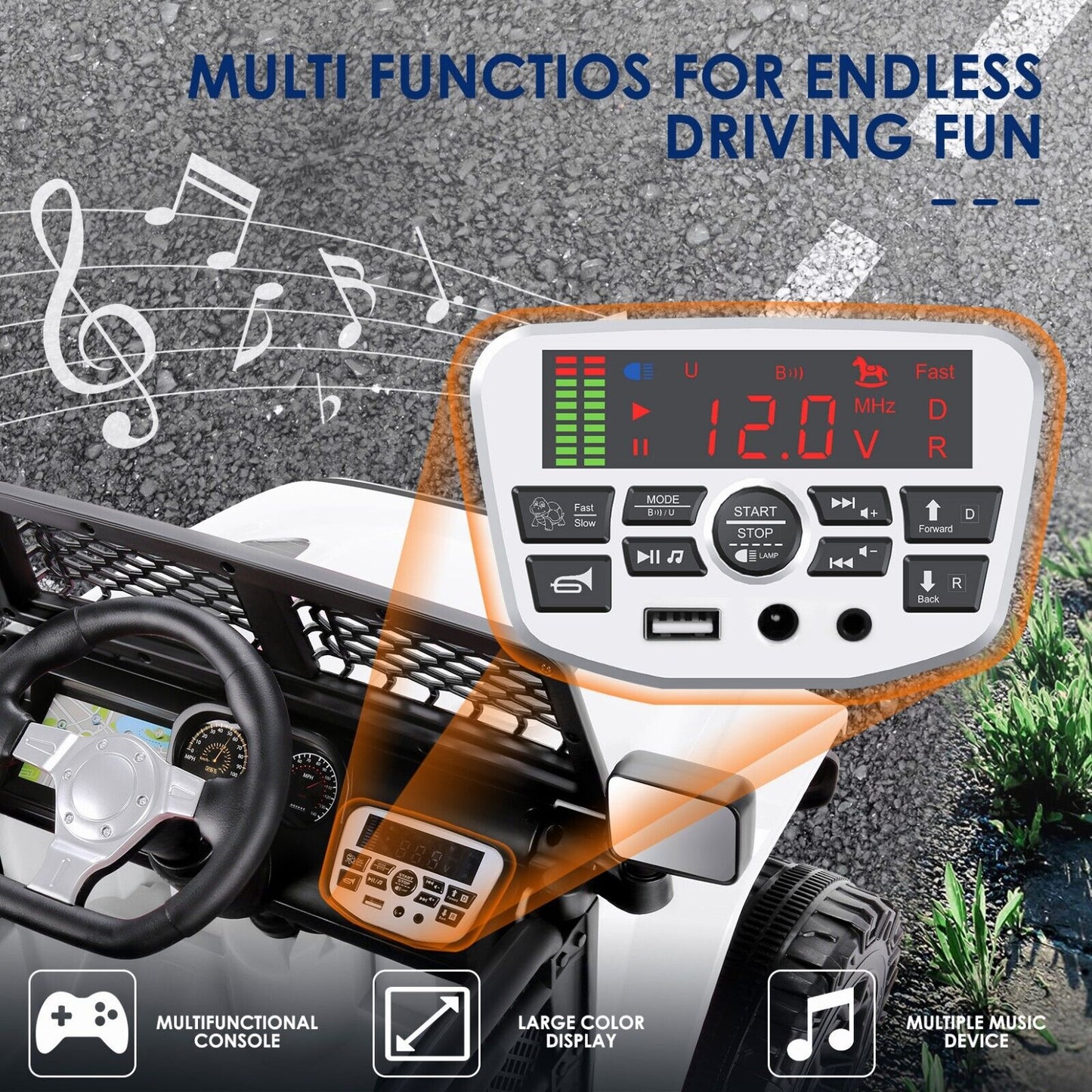 12V Electric Jeep Truck for Kids with Remote Control & MP3 Player