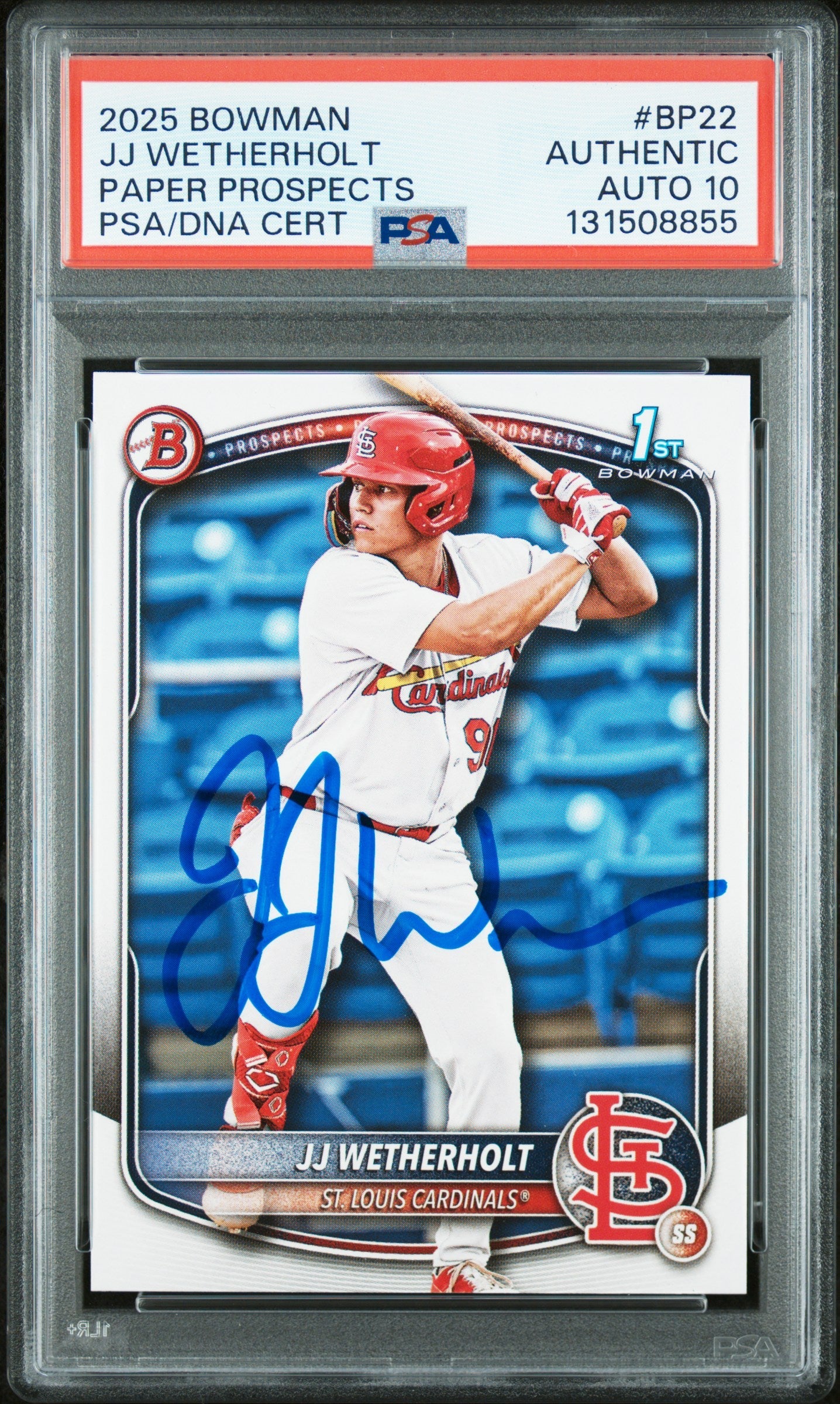 Graded 2025 Topps Bowman JJ Wetherholt #BP-22 Prospects Rookie RC Baseball Card PSA 10 Auto Grade Gem Mint