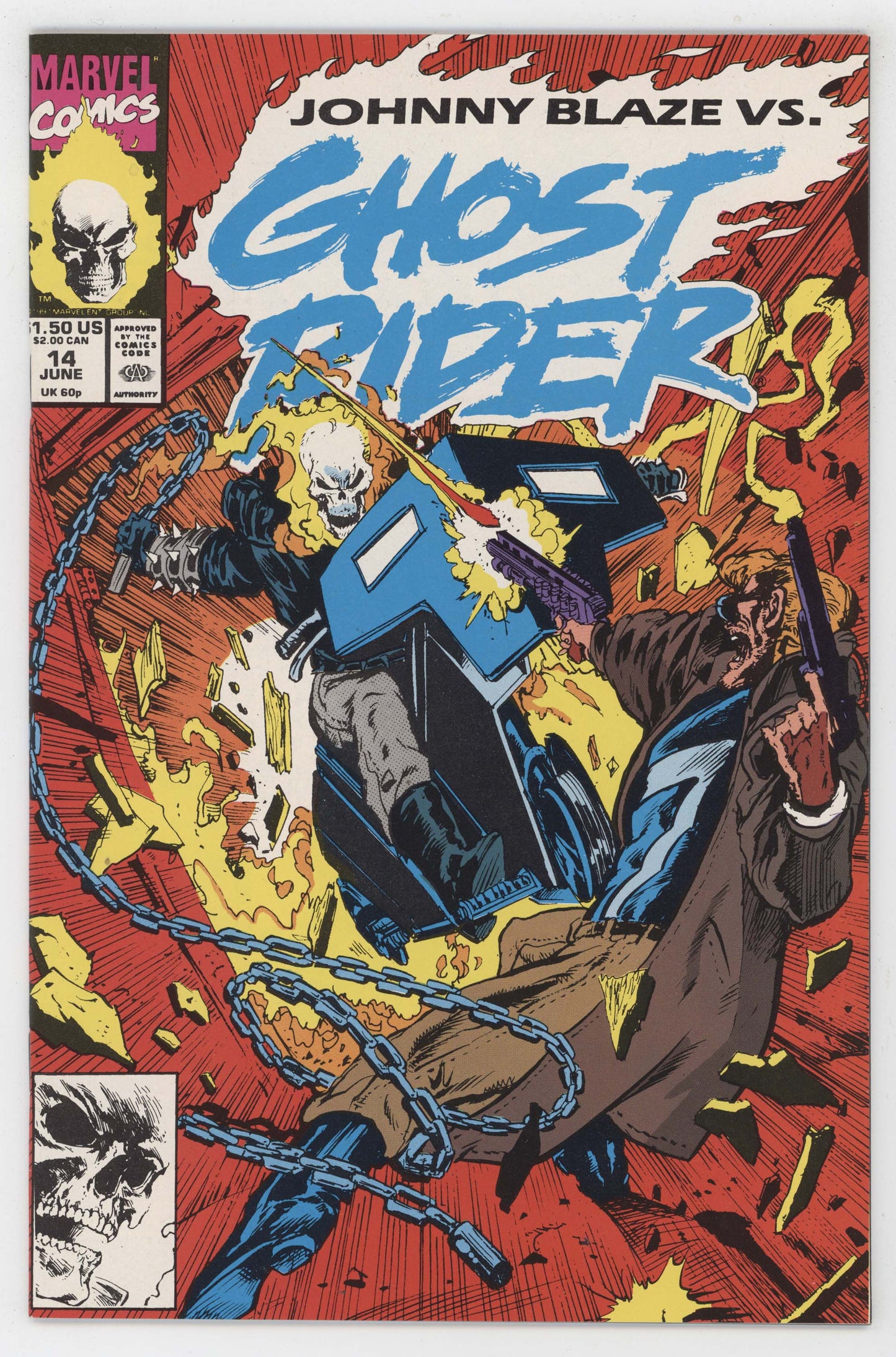 Ghost Rider 14 Marvel 1991 NM+ 9.6 Mark Texeira