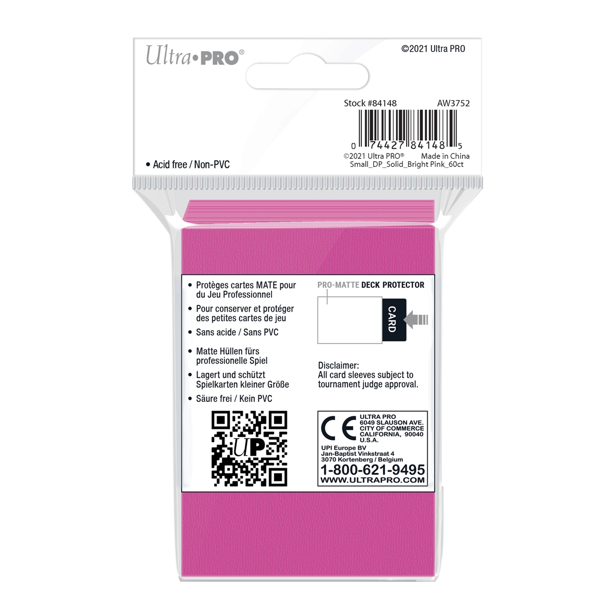 Ultra PRO: Small 60ct Sleeves - PRO-Matte (Bright Pink)